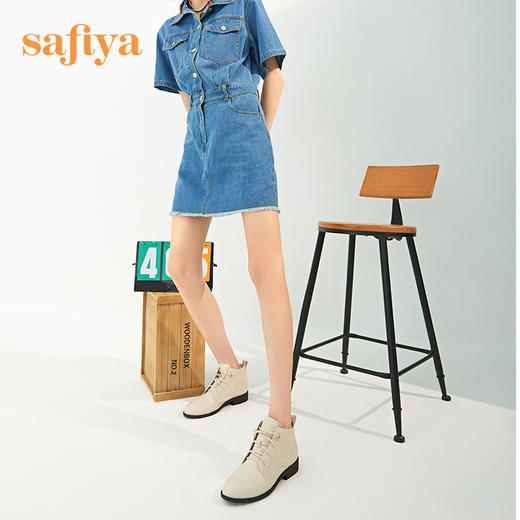 【春节不打烊】Safiya/索菲娅马丁靴2022年冬季新款英伦风百搭黑色系带低跟短靴 SF24116171 商品图8