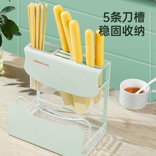 炊大皇刀架置物架厨房刀具置物架刀座砧板架免打孔菜刀架菜板锅盖架筷子筒厨房收纳架菜刀架 商品图3