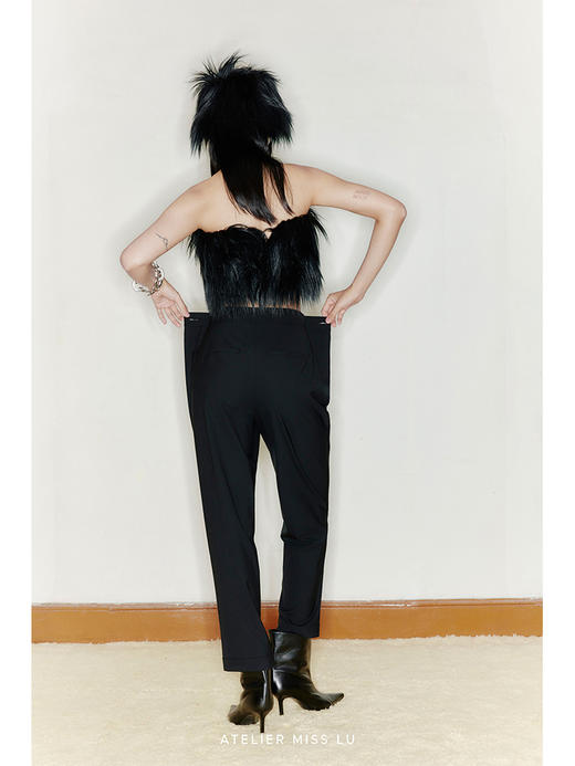 【美杜莎】重工设计长毛环保皮草抹胸上衣/220044 商品图1