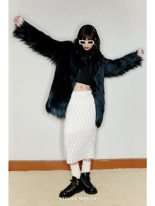 【吉光片羽】重工长毛环保皮草中长款大衣外套/220027 商品图3