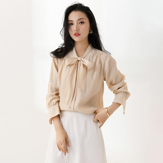 【鹿与安迪】春秋天丝飘带衬衣 5798 商品图2