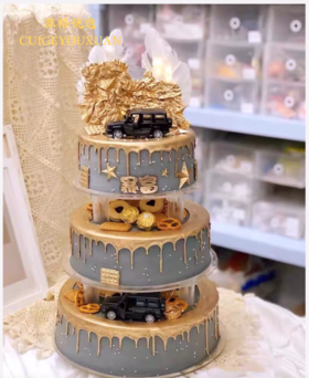 【暴富大G】网红三层生日蛋糕送男士朋友聚会庆典