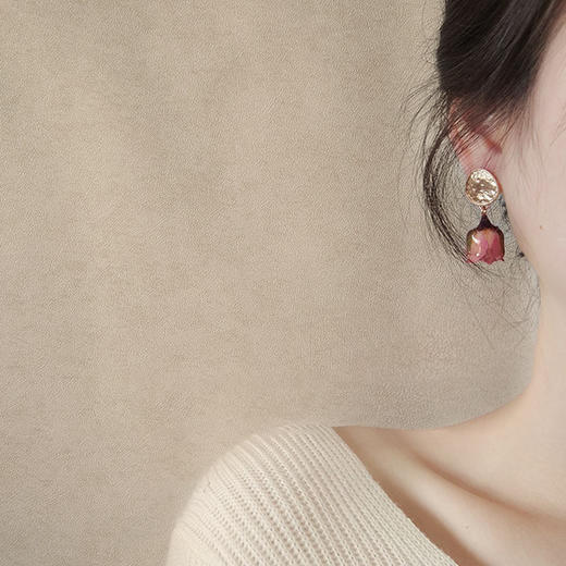 【浪漫法式风情耳饰】银针森系超仙，永生花干花耳环，气质简约玫瑰花朵耳坠，女网红耳饰-QQ 商品图3