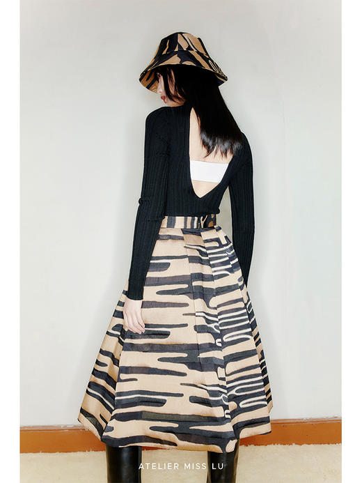 【云上河流】玳瑁纹复古高腰伞裙/2200017 商品图3