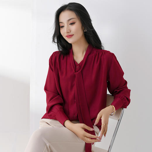 【鹿与安迪】春秋天丝飘带衬衣 5798 商品图9