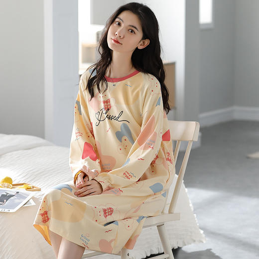 苏吉思秋季纯棉长袖睡裙 商品图6