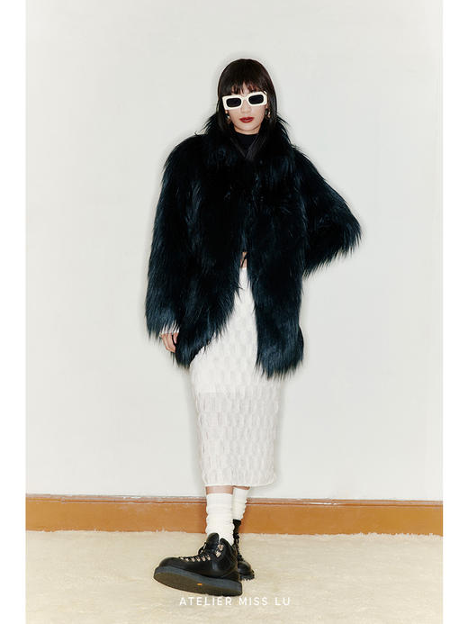 【吉光片羽】重工长毛环保皮草中长款大衣外套/220027 商品图0