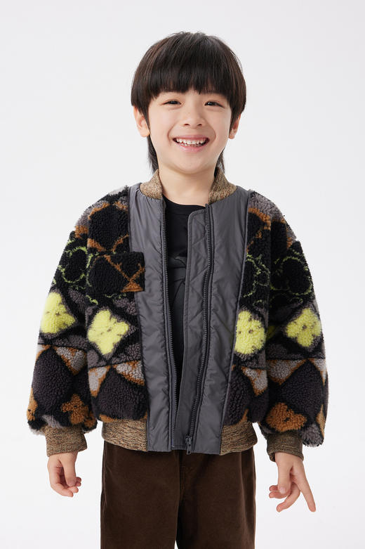 江南布衣童  22年秋款  休闲印花外套仿皮草  1M8A12010 商品图0