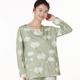 都市丽人好睡好眠女士牛奶丝套装牛奶丝拉架薄家居服长袖睡衣LH22J4