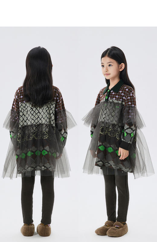 江南布衣童  22年秋款  透明薄纱棉质长袖毛衫连衣裙  1M8G11520 商品图8