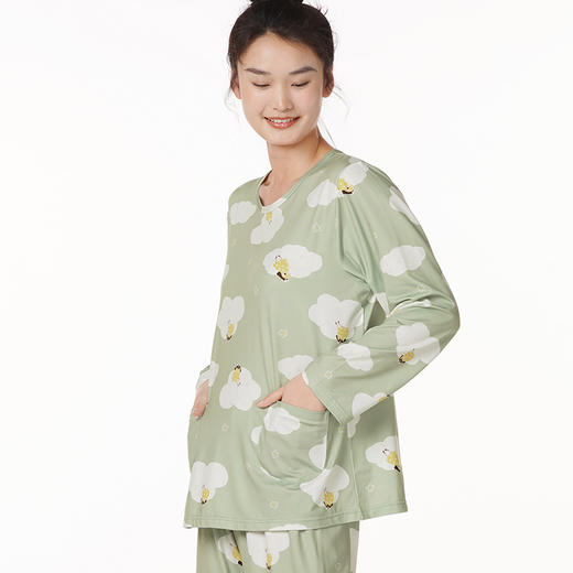 都市丽人好睡好眠女士牛奶丝套装牛奶丝拉架薄家居服长袖睡衣LH22J4 商品图1