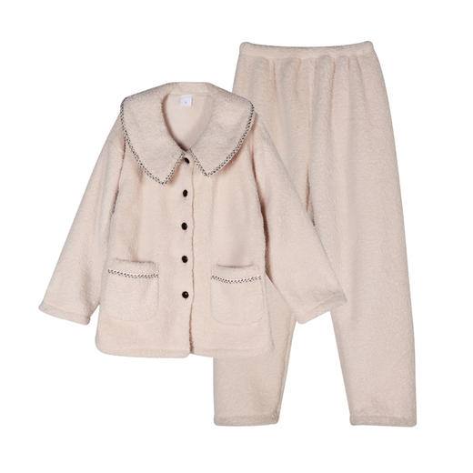 都市丽人生活家居法兰绒套装珍贝绒厚家居服长袖睡衣LH21J0 商品图3