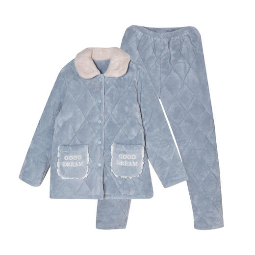 都市丽人生活家居女士特价加厚夹棉套装法兰绒夹棉加厚家居服长袖睡衣LH21M5 商品图3