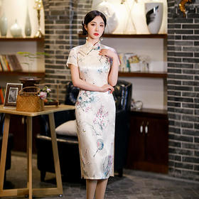 改良时尚丝绸印花，气质年轻短袖旗袍ZA-82262