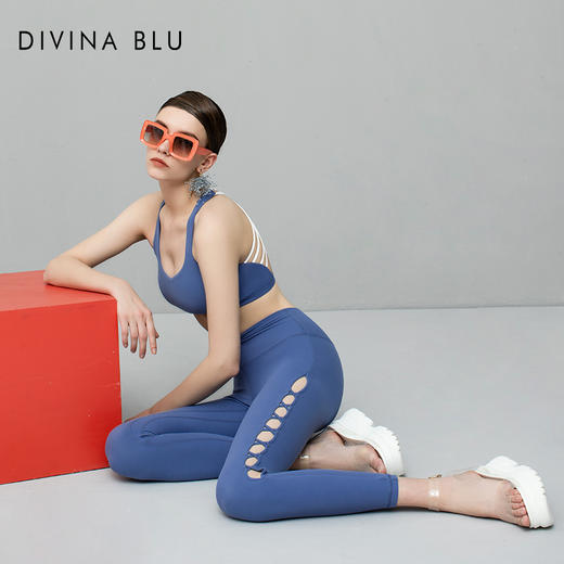 DIVINA BLU伦敦系列知性裸感九分裤时尚镂空花纹瑜伽裤紧身健身裤 商品图3