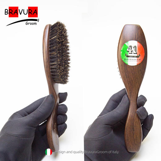 宠物西瑞野猪鬃毛梳 黑檀木猪鬃柄梳 意大利BRAVURAGROOM 商品图2