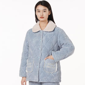 都市丽人生活家居女士特价加厚夹棉套装法兰绒夹棉加厚家居服长袖睡衣LH21M5