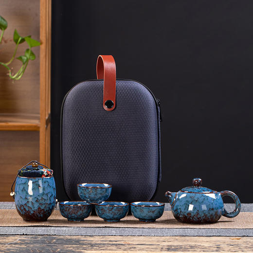 「窑变工艺！旅行茶具套装」功夫茶具一壶四杯便携式户外小套装泡茶壶茶杯伴手礼餐饮用具父亲节礼物 商品图7