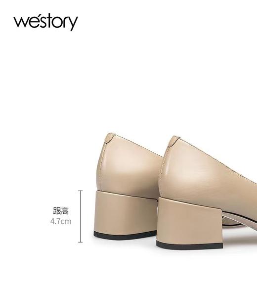 westory22年秋季新款方头粗跟金属扣百搭英伦风小皮鞋单鞋72661 商品图4