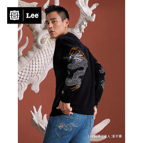 Lee宫廷文化“龙随型动”潮服彭于晏同款22秋冬新品舒适黑男卫衣