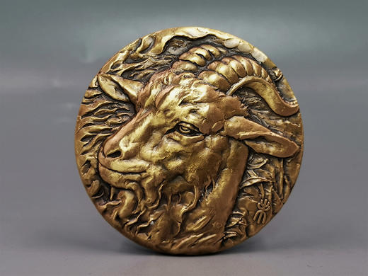 河南中钱 2015年十二生肖兽首之羊年铜章 高浮雕 上海造币 带证书 商品图11