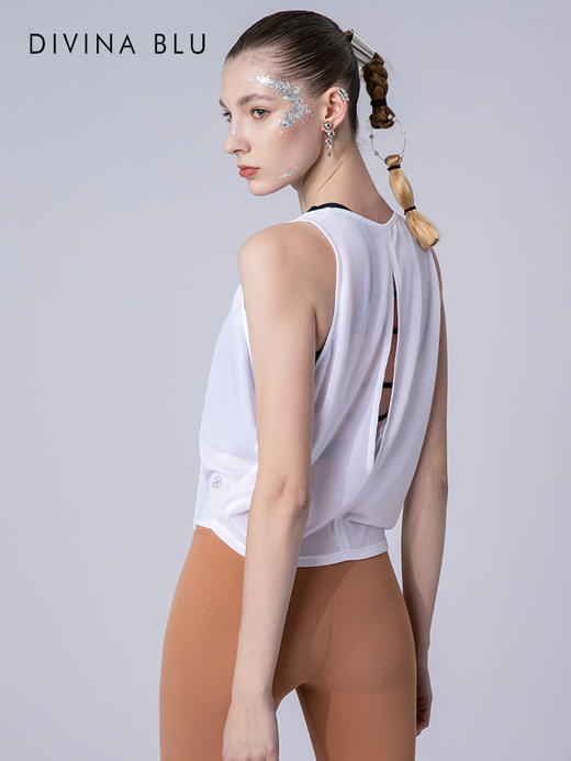 DIVINA BLU巴黎系列随心外搭T恤宽松瑜伽服罩衫女士跑步运动上衣 商品图4