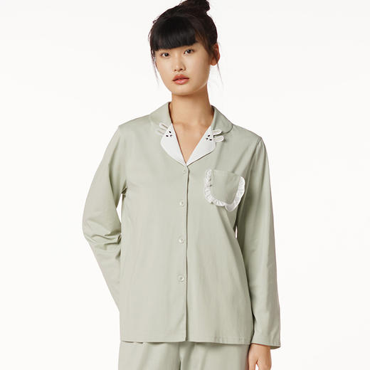 都市丽人好睡好眠女士正价棉质套装26支棉单面薄家居服长袖睡衣LH21H3 商品图0