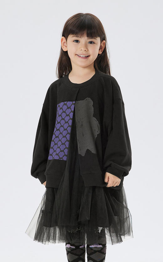 江南布衣童  22年秋款  短款开衫薄纱长袖连衣裙  1M8G12320 商品图4