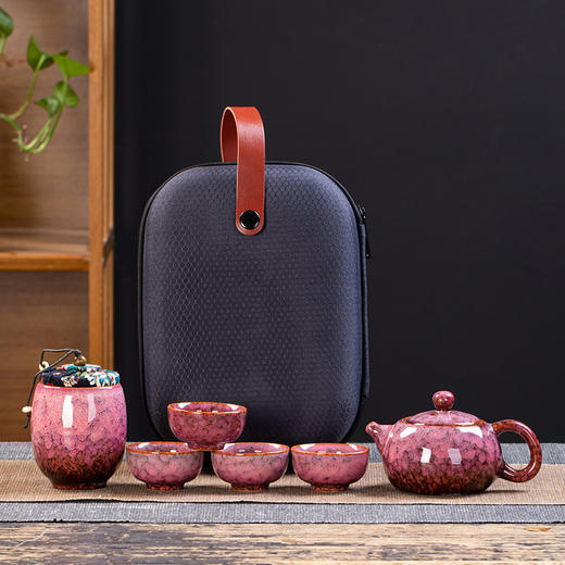 「窑变工艺！旅行茶具套装」功夫茶具一壶四杯便携式户外小套装泡茶壶茶杯伴手礼餐饮用具父亲节礼物 商品图6