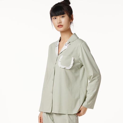 都市丽人好睡好眠女士正价棉质套装26支棉单面薄家居服长袖睡衣LH21H3 商品图1