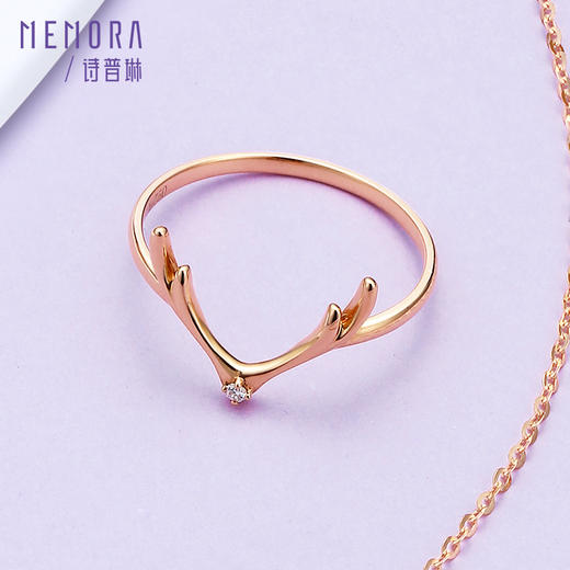 【1件7.5折】MEMORA诗普琳心花鹿放玫瑰18K金钻石戒指鹿角女戒KR004048、KR1275 商品图6