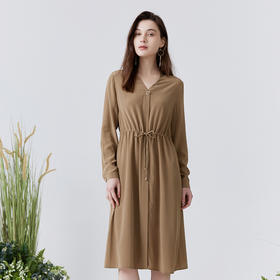 【V领真丝系带连衣裙】22年夏季新品100%桑蚕丝女士连衣裙超薄休闲裙子