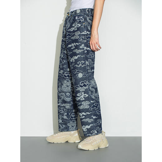 Lee宫廷文化“龙随型动”潮服彭于晏同款22秋冬新品中蓝男牛仔裤 商品图3