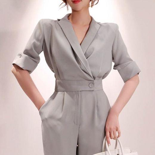 JWFZ2519A71新款韩版时尚名媛气质收腰显瘦西装领中袖连体裤 商品图3