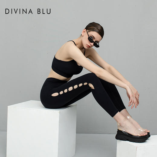 DIVINA BLU伦敦系列知性裸感九分裤时尚镂空花纹瑜伽裤紧身健身裤 商品图4