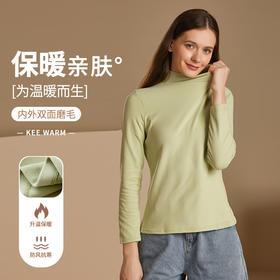 【米奈诗】2022秋冬款女士半高领打底衫百搭文艺双面磨毛5色可选