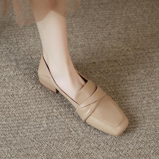 ZHR粗跟单鞋女2022年秋季新款英伦乐福鞋一脚蹬方头百搭女鞋 商品图4