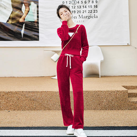 秋季女2022新款运动套装气质休闲时尚秋装高级感上衣阔腿裤两件套WH5069 商品图2