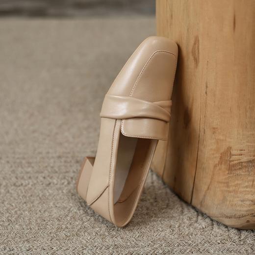 ZHR粗跟单鞋女2022年秋季新款英伦乐福鞋一脚蹬方头百搭女鞋 商品图3