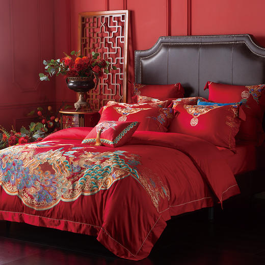 多喜爱 喜玫瑰婚庆新绒棉缎纹床上用品十件套 喜满天下 cs 商品图1