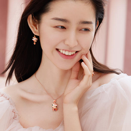 ［醒狮系列］18K玫瑰金贝母镶钻耳饰 商品图2