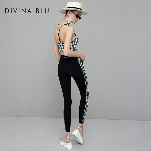 DIVINA BLU伦敦系列印象文胸黑灰白美背瑜伽背心女带胸垫运动内衣 商品图4
