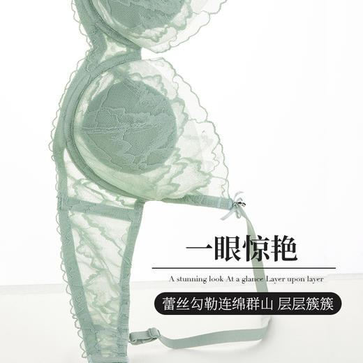 夏娃的诱惑山卿组内衣女大胸显小蕾丝性感文胸夏季薄款防下垂大码胸罩 商品图1