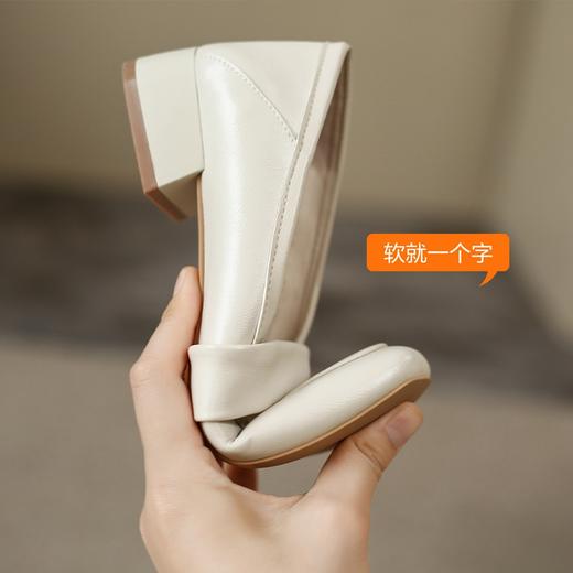 ZHR粗跟单鞋女2022年秋季新款英伦乐福鞋一脚蹬方头百搭女鞋 商品图10