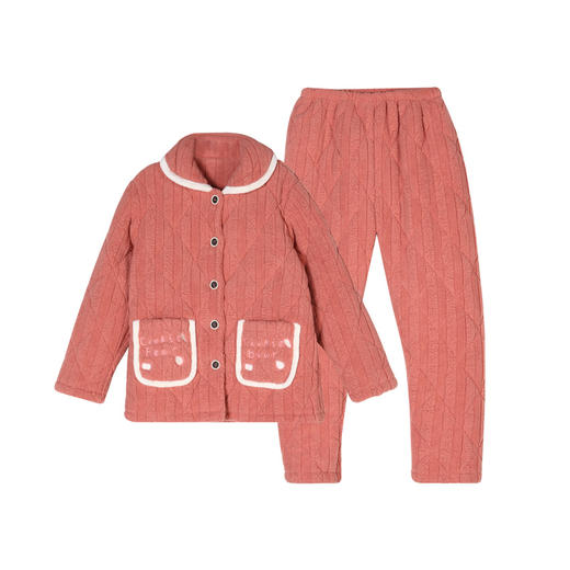 都市丽人生活家居女士加厚夹棉套装奥立绒夹棉加厚家居服长袖睡衣LH21J6 商品图3