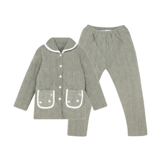 都市丽人生活家居女士加厚夹棉套装奥立绒夹棉加厚家居服长袖睡衣LH21J6 商品图4