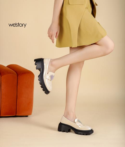 westory22年秋季新款圆头可爱时尚可甜可盐乐福鞋厚底增高休闲鞋女72691 商品图1