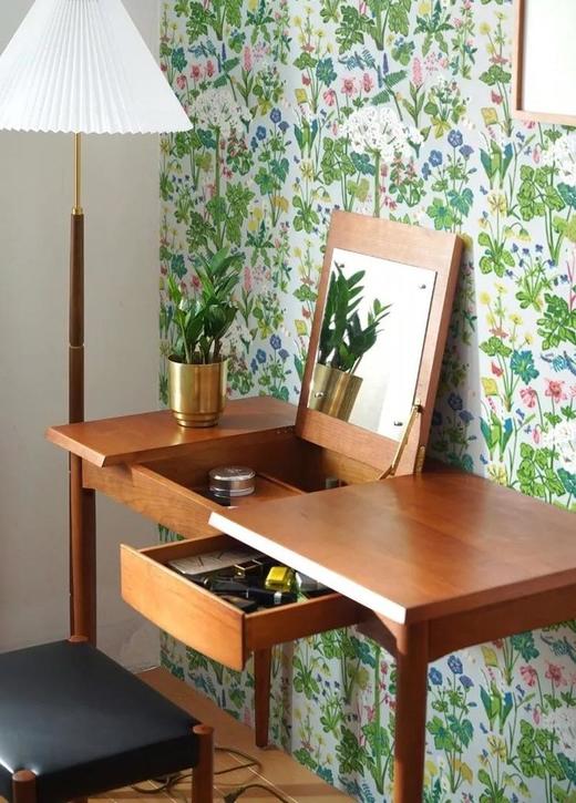 伽罗 JALO 樱桃木北欧MCM风格翻盖梳妆桌 商品图1