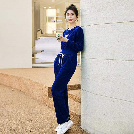 秋季女2022新款运动套装气质休闲时尚秋装高级感上衣阔腿裤两件套WH5069 商品图5