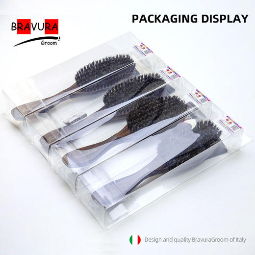 宠物西瑞野猪鬃毛梳 黑檀木猪鬃柄梳 意大利BRAVURAGROOM 商品图4